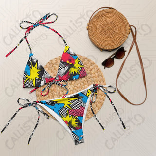 Comic Book POW Recycled String Bikini - 2XS