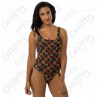 Dark Geometric Boho One-Piece Swimsuit - One Piece