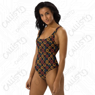 Dark Geometric Boho One-Piece Swimsuit - One Piece