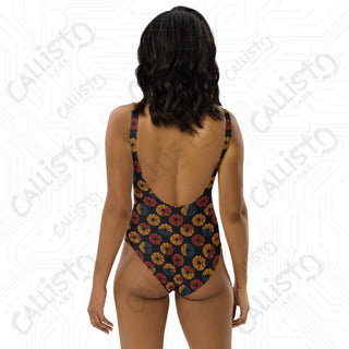 Dark Geometric Boho One-Piece Swimsuit - One Piece