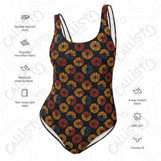 Dark Geometric Boho One-Piece Swimsuit - One Piece