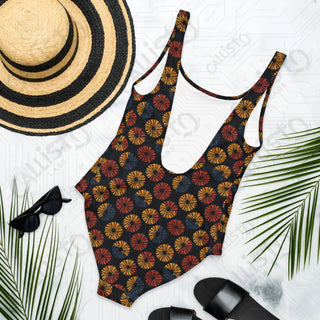 Dark Geometric Boho One-Piece Swimsuit - One Piece