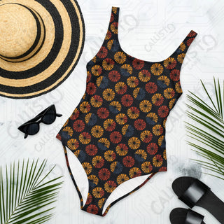 Dark Geometric Boho One-Piece Swimsuit - XS - One Piece