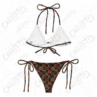 Dark Geometric Boho Recycled String Bikini