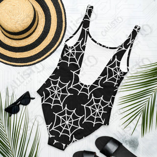 Dark Gothic Spider Web One-Piece Swimsuit - One Piece