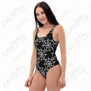 Dark Gothic Spider Web One-Piece Swimsuit - One Piece