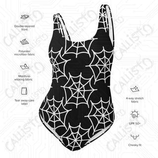 Dark Gothic Spider Web One-Piece Swimsuit - One Piece