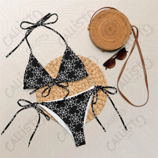 Dark Gothic Spider Web Recycled String Bikini - 2XS