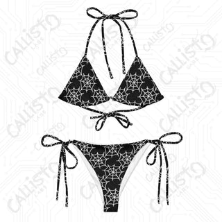 Dark Gothic Spider Web Recycled String Bikini