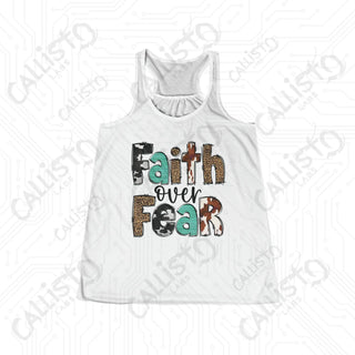 Faith Over Fear Flowy Racerback Tank - White / XS