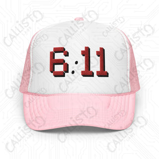 6:11 Bible Scripture Foam trucker hat - Light Pink / White / Light Pink