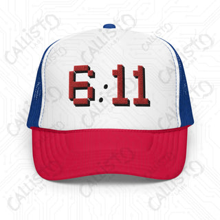 6:11 Bible Scripture Foam trucker hat - White / Royal / Red