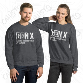 GenX Raised on Hose Water Funny Unisex Sweatshirt - Dark Heather / S