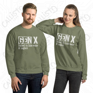 GenX Raised on Hose Water Funny Unisex Sweatshirt - Military Green / S