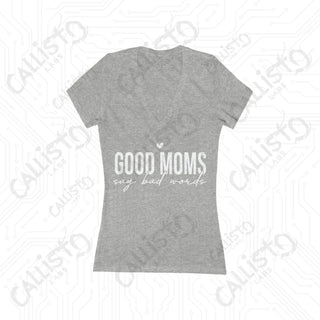 ’Good Moms Say Bad Words’ Deep V-Neck Women’s Jersey Tee - 2XL / Athletic Heather