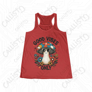 Good Vibes Only Flowy Racerback Tank - Red / XS