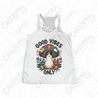 Good Vibes Only Flowy Racerback Tank - White / XS