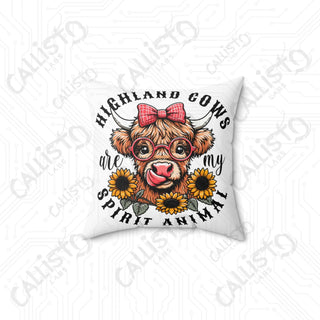 Highland Cow Spirit Animal Pillow - 14’ × 14’