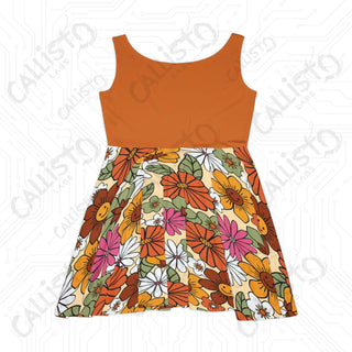 Hippie Floral Smiley Faces Women’s Skater Dress - Groovy and Vibrant