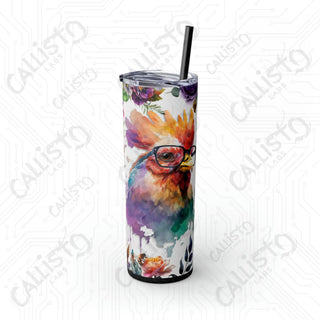 I’m Not Crazy I Prefer The Term Mentally Hilarious Sarcastic Rooster Skinny Tumbler with Straw 20oz