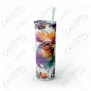 I’m Not Crazy I Prefer The Term Mentally Hilarious Sarcastic Rooster Skinny Tumbler with Straw 20oz