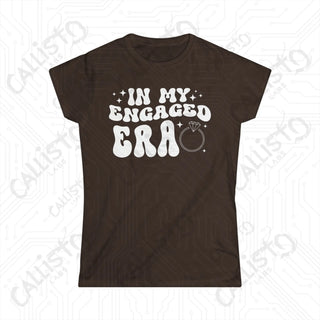 Brown ’In My Engaged Era’ Women’s Bachelorette Softstyle Tee - trendy softstyle tee with unique phrase