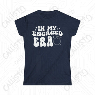 Navy ’I’m a 0’ graphic tee from ’In My Engaged Era’ Women’s Bachelorette Softstyle Tee