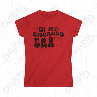 In My Engaged Era’ Women’s Bachelorette Softstyle Tee - Red t-shirt with ’and’ slogan