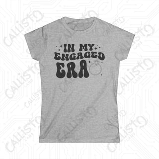 Grey softstyle tee with ’and’ in ’In My Engaged Era’ Women’s Bachelorette design