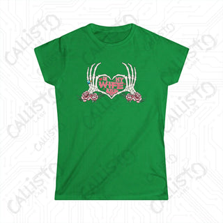 ’In My Wife Era’ Skeleton Hands Heart Women’s Softstyle Tee - Irish Green / S