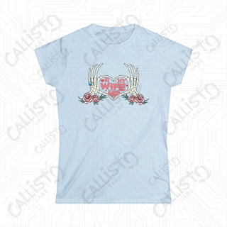 ’In My Wife Era’ Skeleton Hands Heart Women’s Softstyle Tee - Light Blue / S