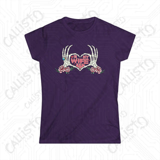 ’In My Wife Era’ Skeleton Hands Heart Women’s Softstyle Tee - Purple / S