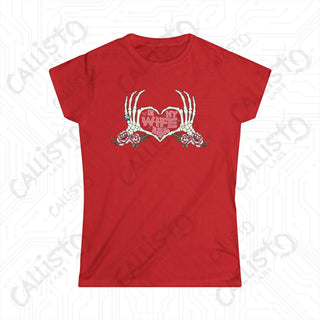 ’In My Wife Era’ Skeleton Hands Heart Women’s Softstyle Tee - Red / S