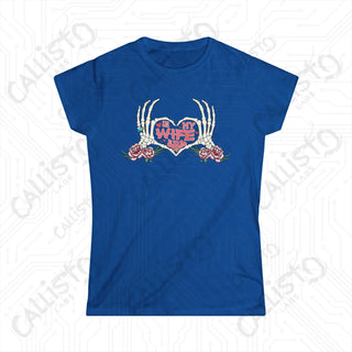 ’In My Wife Era’ Skeleton Hands Heart Women’s Softstyle Tee - Royal / S