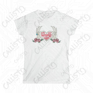 ’In My Wife Era’ Skeleton Hands Heart Women’s Softstyle Tee - White / S