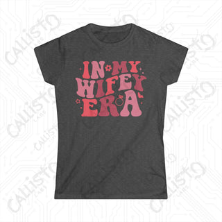 In My Wifey Era Women’s Softstyle Tee in pink and red