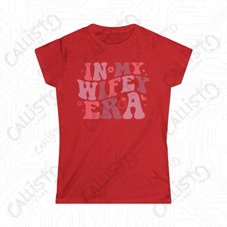 Red women’s softstyle tee with ’In My Wifey Era’ in the middle