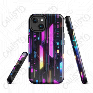 Vibrant Neon Cyberpunk Gridline MagSafe® iPhone® Tough Case – Futuristic Style & Protection - Glossy / iPhone 14