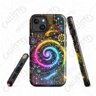 Colorful Neon Cyberpunk Rainbow Swirl MagSafe® iPhone® Tough Case – Bold & Futuristic Design - Glossy / iPhone 14