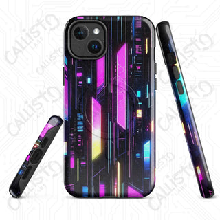 Vibrant Neon Cyberpunk Gridline MagSafe® iPhone® Tough Case – Futuristic Style & Protection - Glossy / iPhone 14 Plus