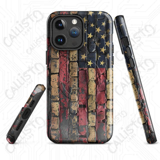 Distressed Brick American Flag MagSafe® Tough Case iPhone® – Bold Patriotic Style - Glossy / iPhone 14 Pro Max