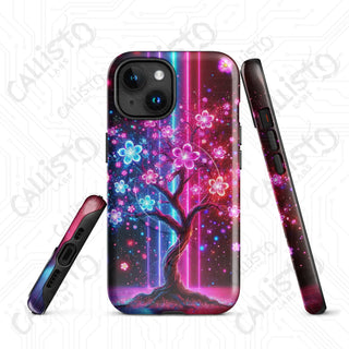 Cyberpunk Cherry Blossom MagSafe® iPhone® Tough Case – Futuristic Floral Elegance - iPhone 15