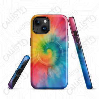 Hippie Love Tie Dye MagSafe® Tough Case iPhone® – Groovy Colorful Protection - Glossy / iPhone 15