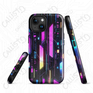 Vibrant Neon Cyberpunk Gridline MagSafe® iPhone® Tough Case – Futuristic Style & Protection - Glossy / iPhone 15