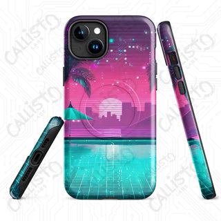 Miami Palms & Seas Cyberpunk MagSafe® iPhone® Tough Case – Vibrant Urban Vibes - iPhone 15 Plus