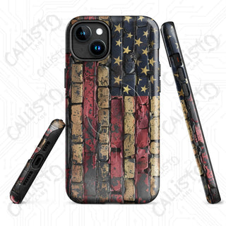 Distressed Brick American Flag MagSafe® Tough Case iPhone® – Bold Patriotic Style - Glossy / iPhone 15 Plus