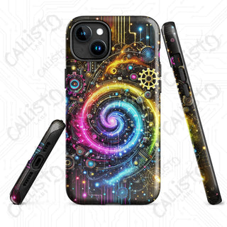 Colorful Neon Cyberpunk Rainbow Swirl MagSafe® iPhone® Tough Case – Bold & Futuristic Design - Glossy / iPhone 15 Plus