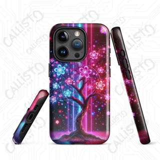 Cyberpunk Cherry Blossom MagSafe® iPhone® Tough Case – Futuristic Floral Elegance - iPhone 15 Pro