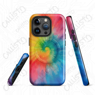 Hippie Love Tie Dye MagSafe® Tough Case iPhone® – Groovy Colorful Protection - Glossy / iPhone 15 Pro