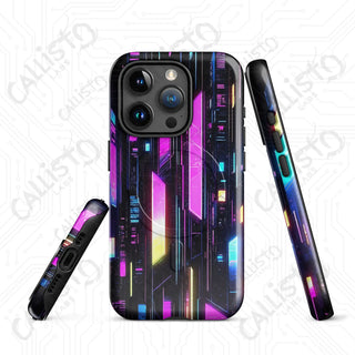 Vibrant Neon Cyberpunk Gridline MagSafe® iPhone® Tough Case – Futuristic Style & Protection - Glossy / iPhone 15 Pro